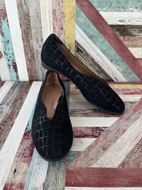 BeautiFeel Women’s Jolie Ballet Flat Shoes Black Crocco Suede Lthr EUC 
SZ 6.5